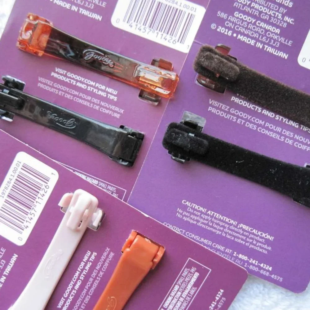 2 Packs - 2 Goody Slideproof Velvet Plastic Stay Put Secure Fit Hair Barrettes